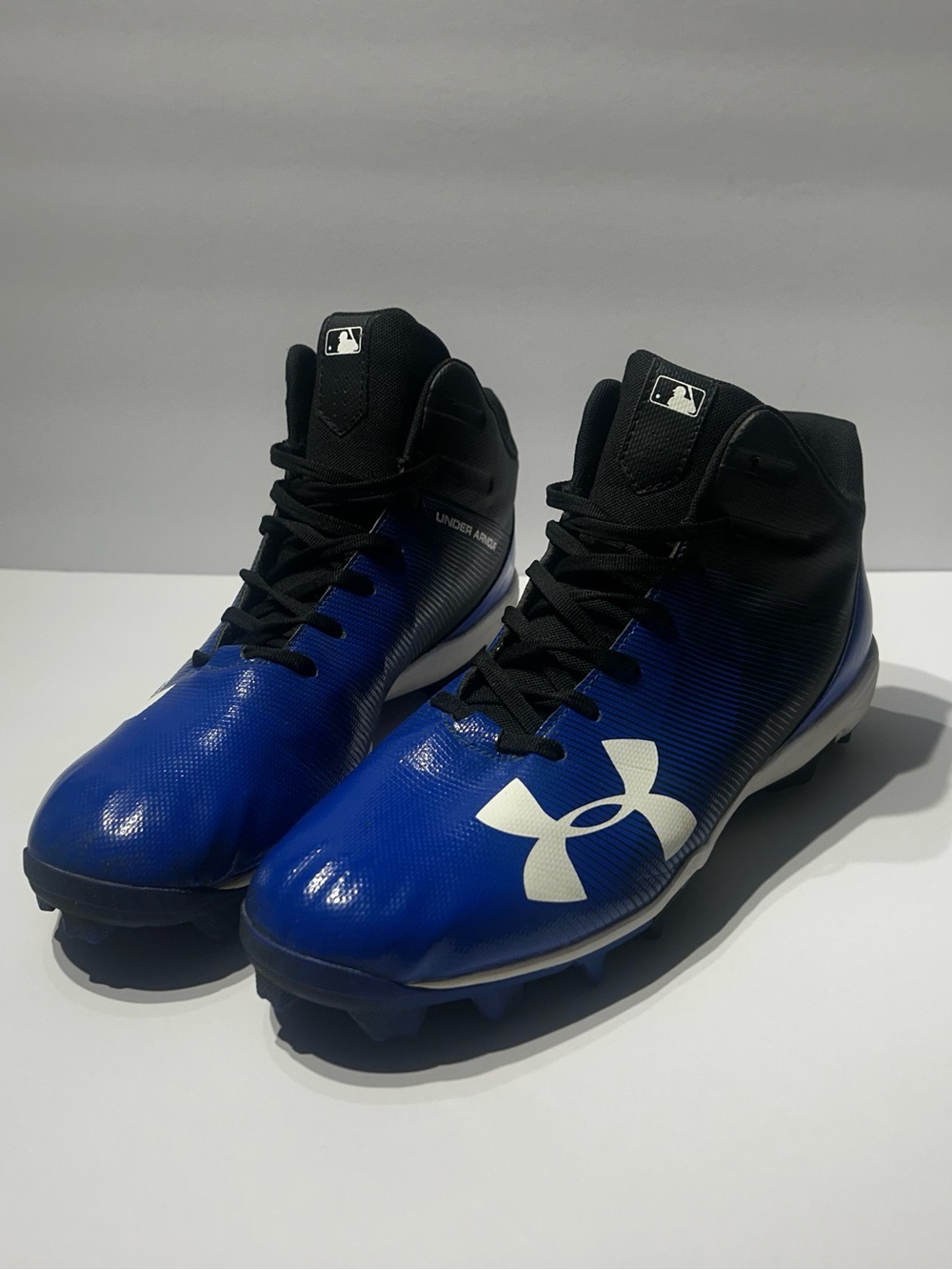Men’s Under Armour Blue and Black High-Top Baseball Cleats